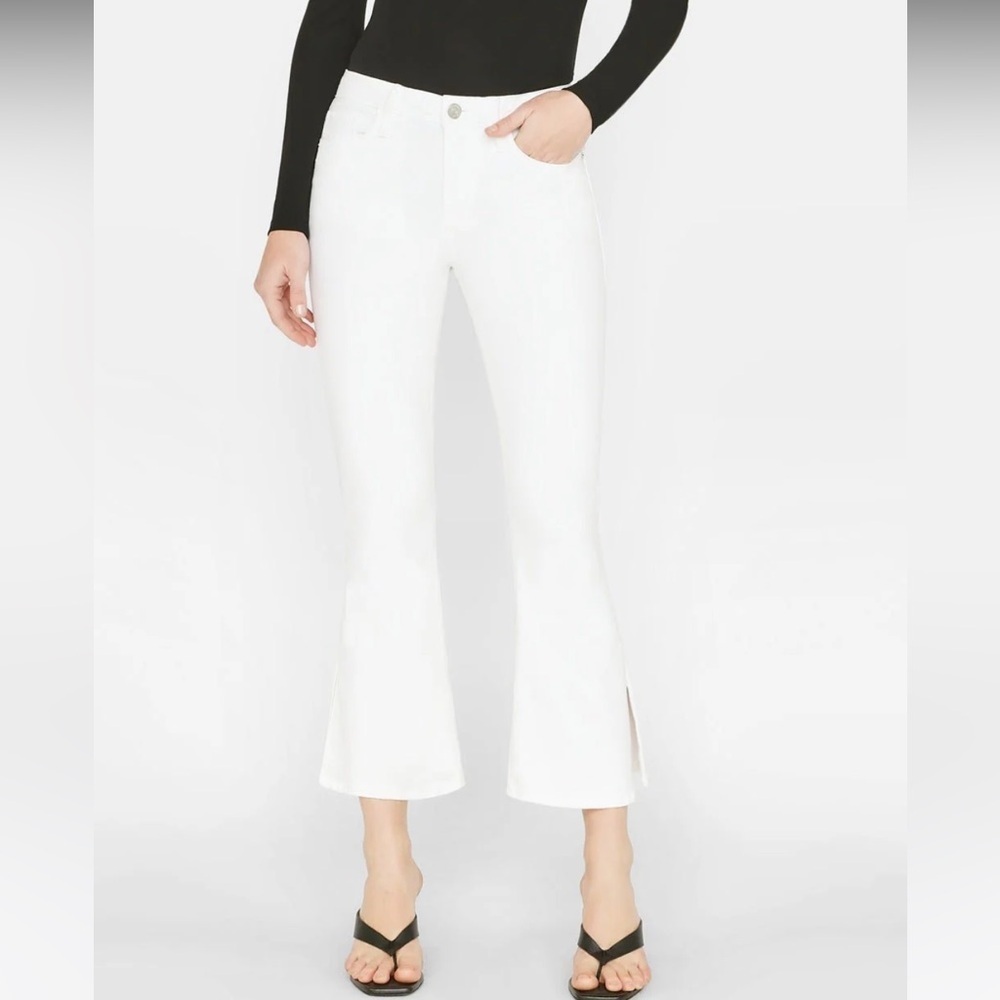 Frame High Rise LE CROP FLARE MINI SLITS IN BLANC